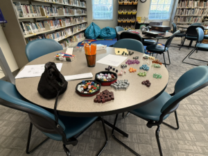 table of dice and other gaming accessories
